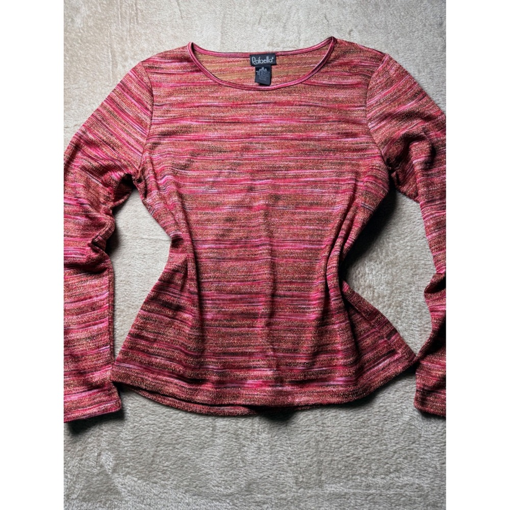 Rafaella Knit Long Sleeve Shimmer Top Womens M Indie Sleeze y2K Boho Retro